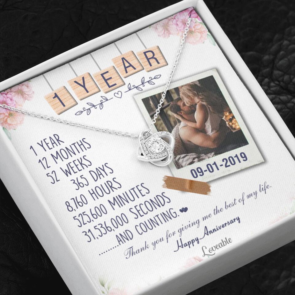 Happy 1 Year Anniversary Couple Personalized Necklace