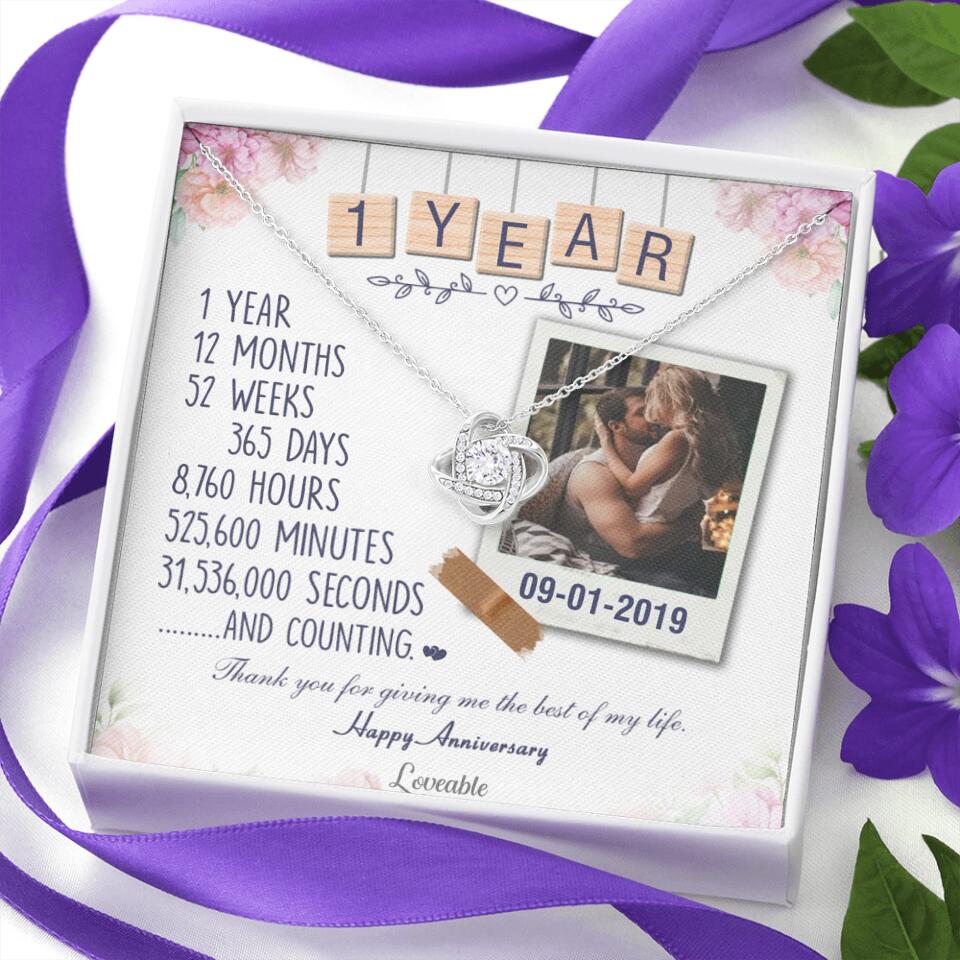 Happy 1 Year Anniversary Couple Personalized Necklace