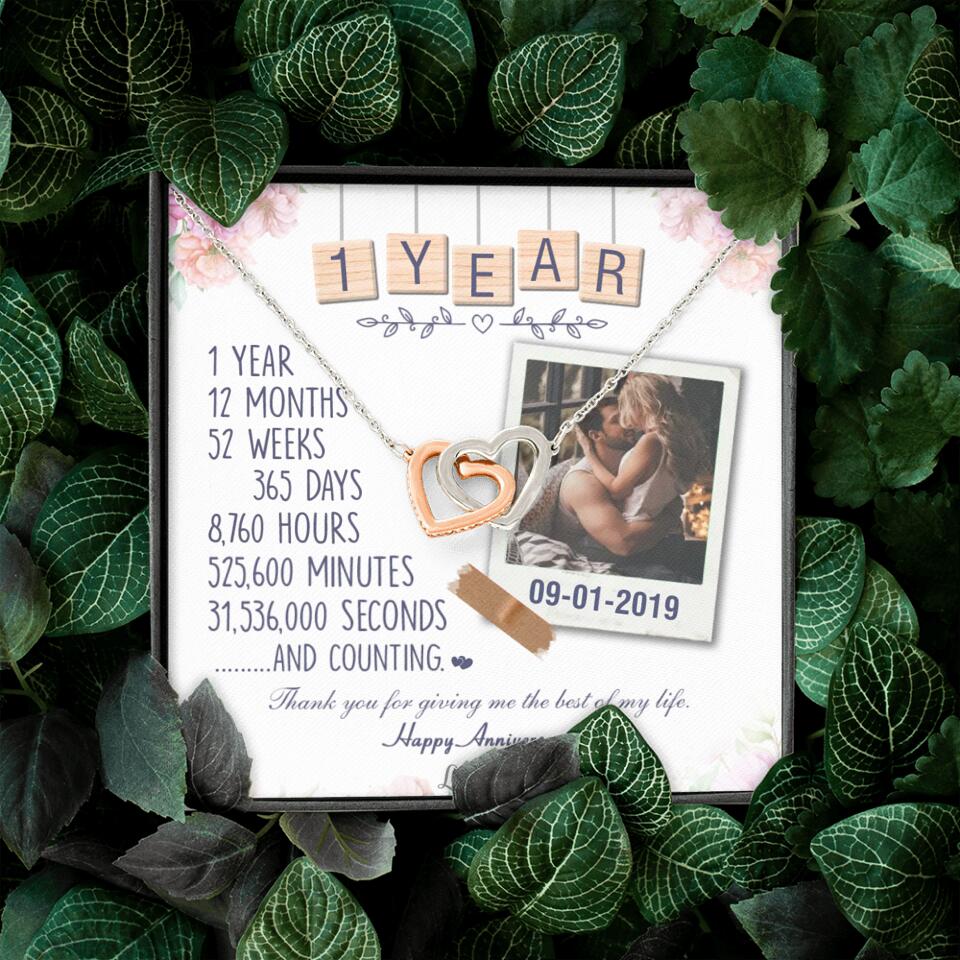 Happy 1 Year Anniversary Couple Personalized Necklace