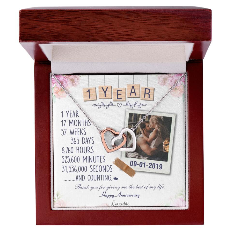 Happy 1 Year Anniversary Couple Personalized Necklace