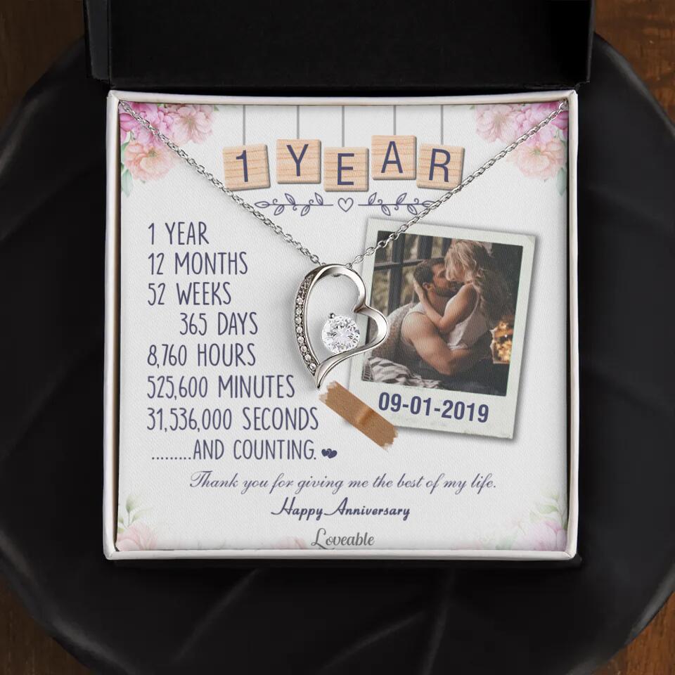 Happy 1 Year Anniversary Couple Personalized Necklace