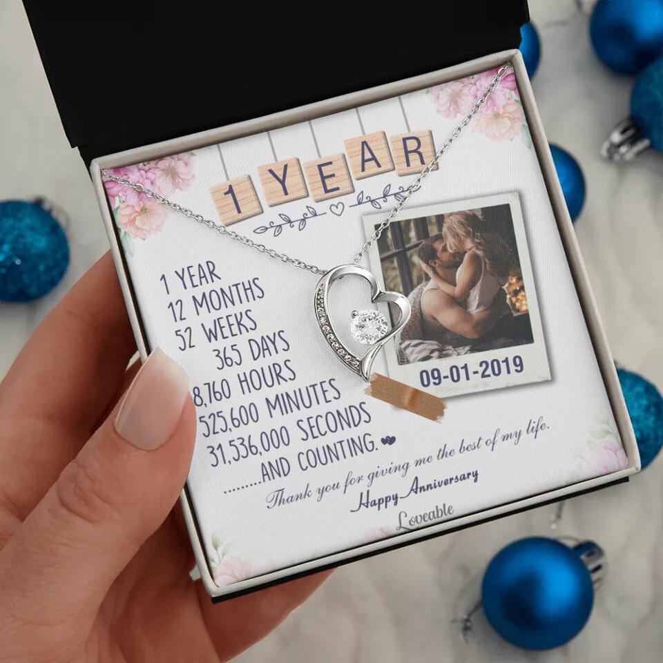 Happy 1 Year Anniversary Couple Personalized Necklace