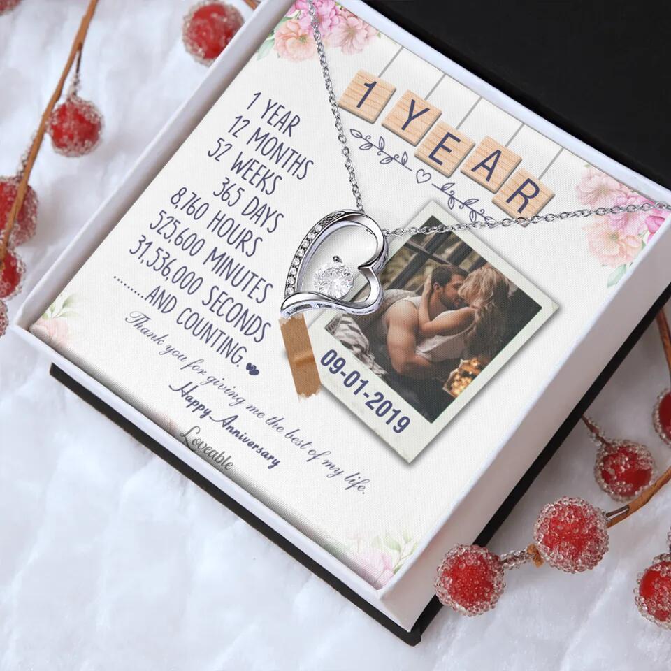 Happy 1 Year Anniversary Couple Personalized Necklace