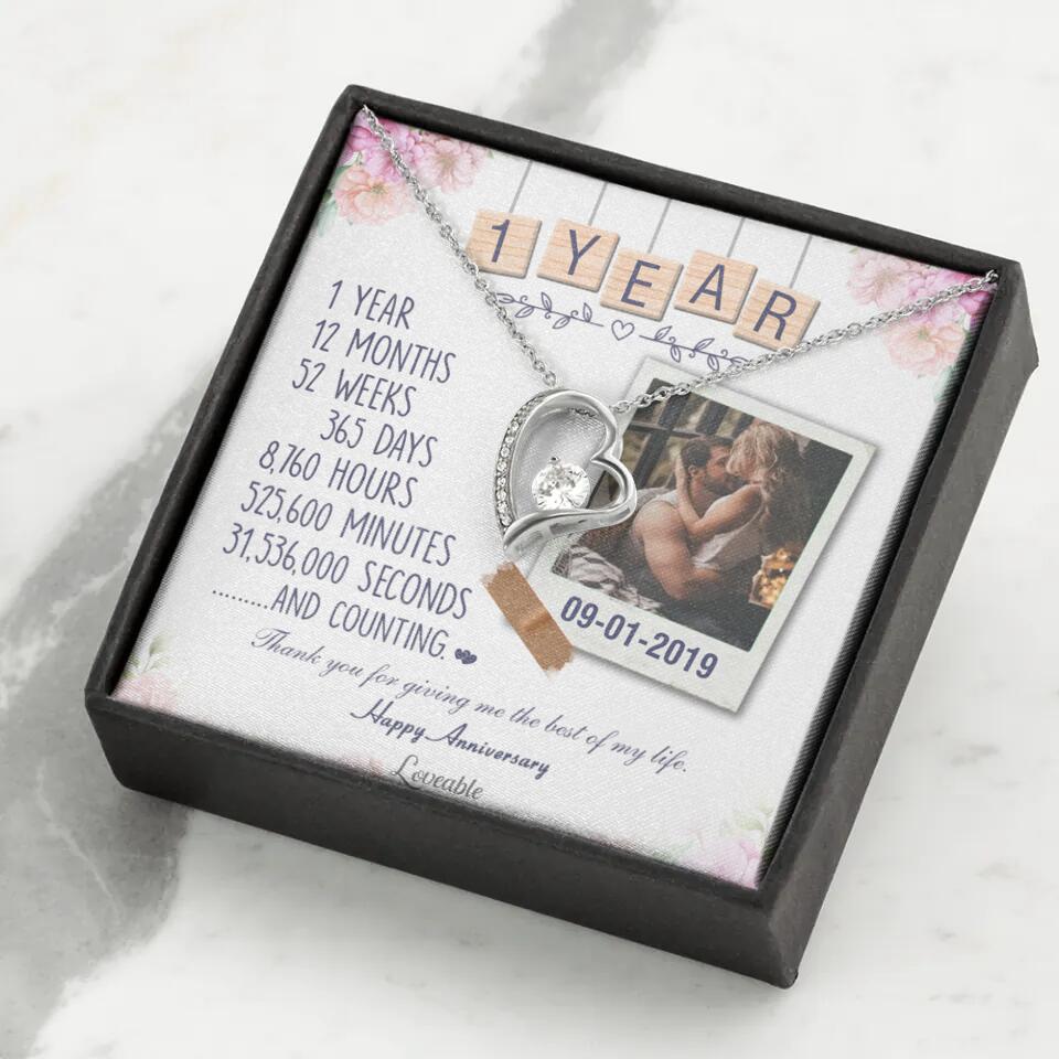 Happy 1 Year Anniversary Couple Personalized Necklace