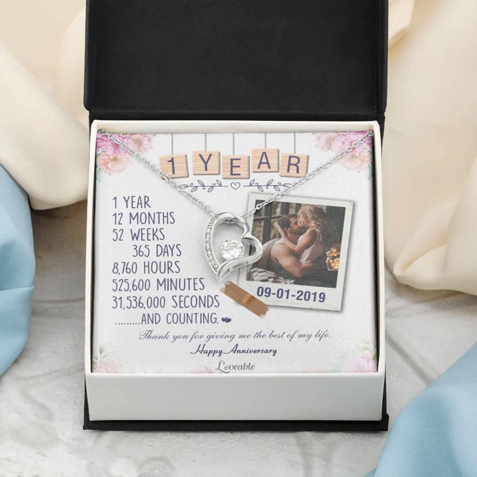Happy 1 Year Anniversary Couple Personalized Necklace