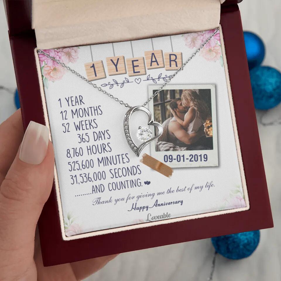 Happy 1 Year Anniversary Couple Personalized Necklace