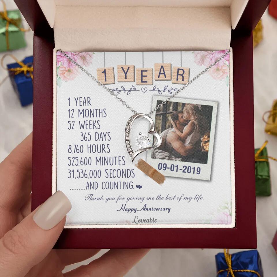 Happy 1 Year Anniversary Couple Personalized Necklace