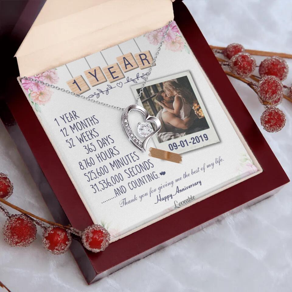 Happy 1 Year Anniversary Couple Personalized Necklace