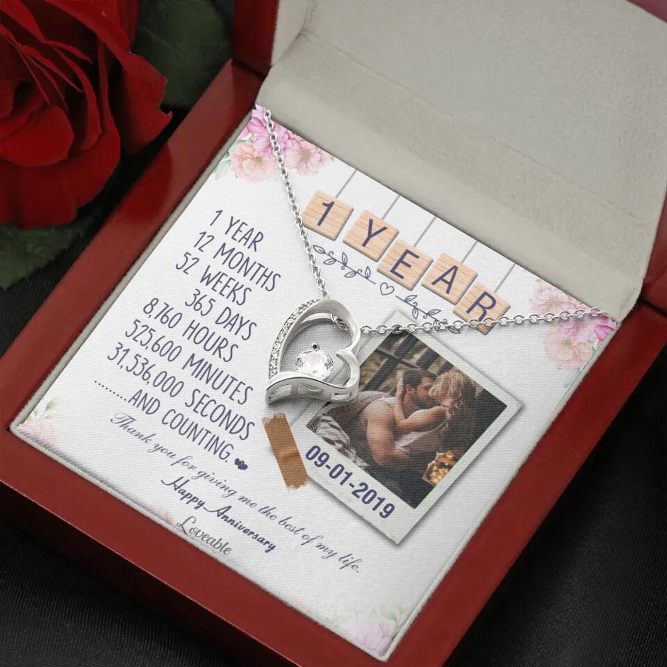 Happy 1 Year Anniversary Couple Personalized Necklace
