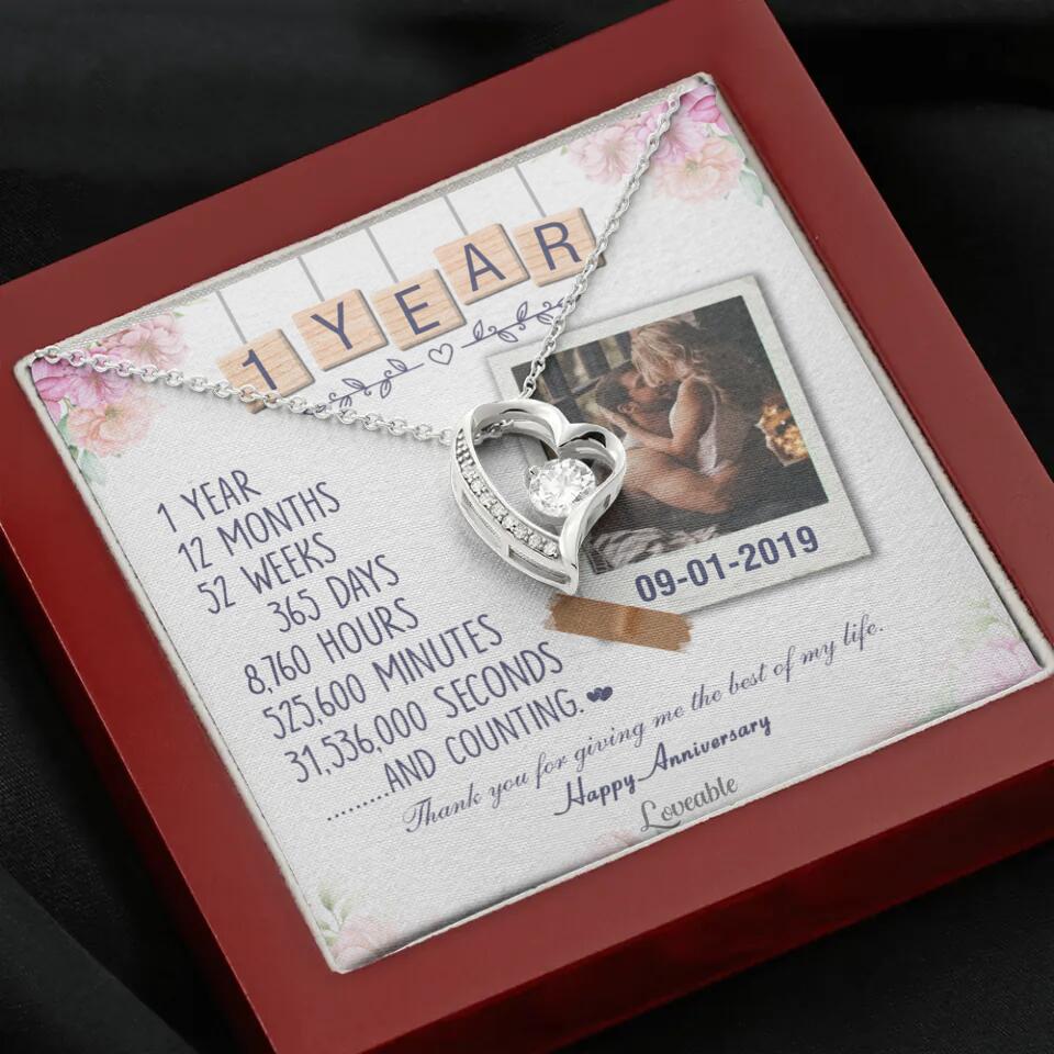 Happy 1 Year Anniversary Couple Personalized Necklace