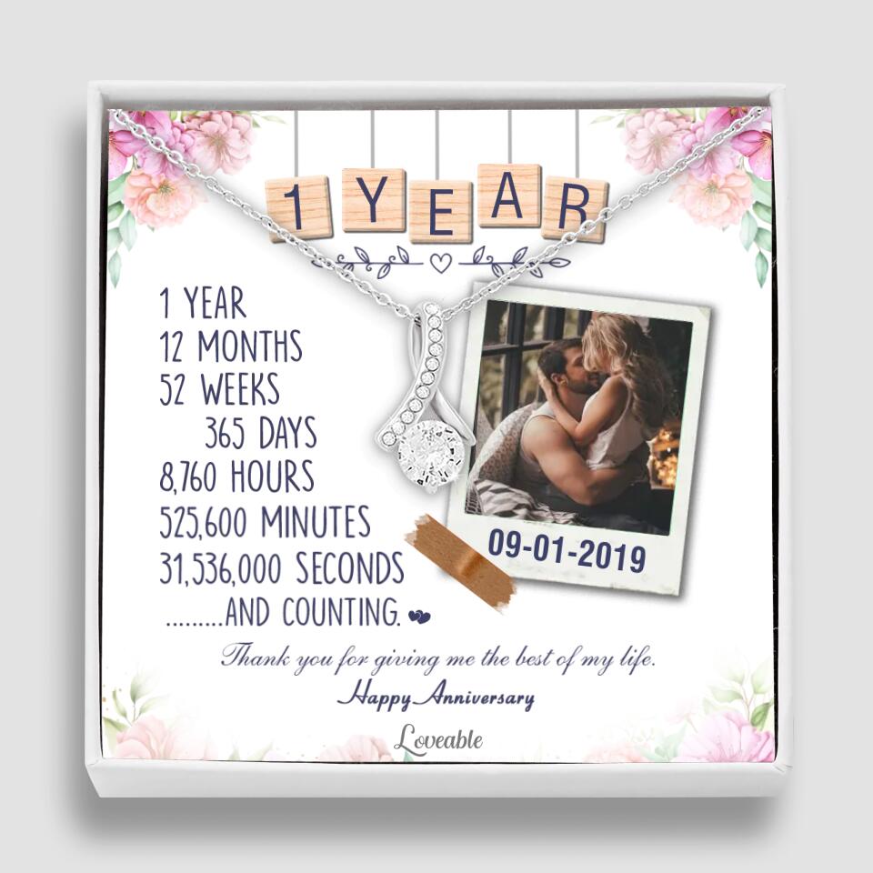 Happy 1 Year Anniversary Couple Personalized Necklace