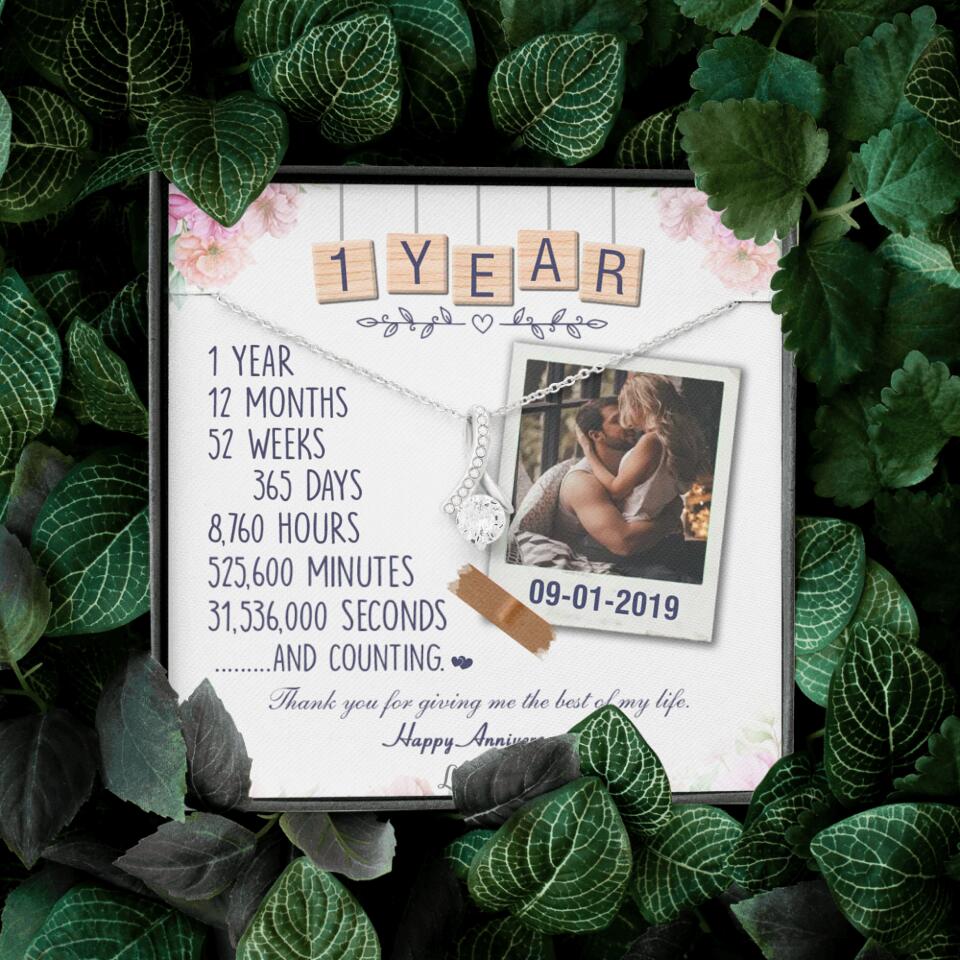 Happy 1 Year Anniversary Couple Personalized Necklace