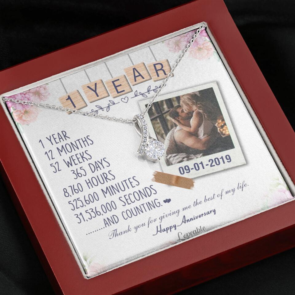 Happy 1 Year Anniversary Couple Personalized Necklace