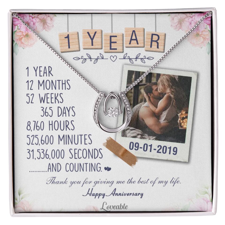 Happy 1 Year Anniversary Couple Personalized Necklace