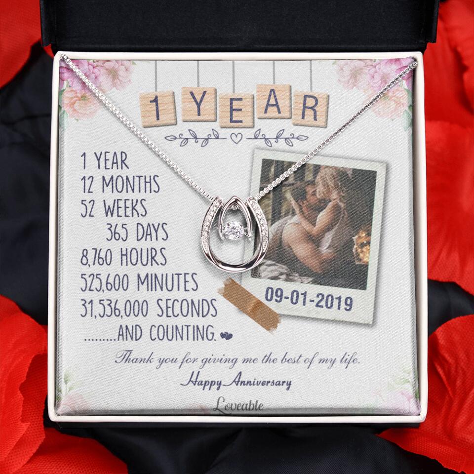 Happy 1 Year Anniversary Couple Personalized Necklace