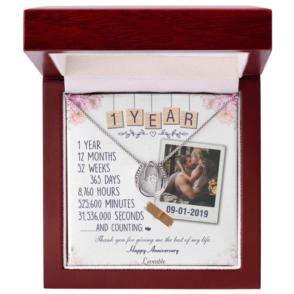 Happy 1 Year Anniversary Couple Personalized Necklace