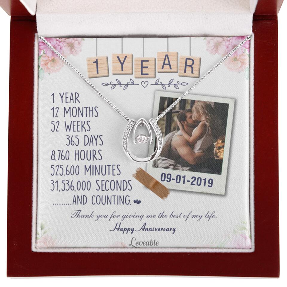 Happy 1 Year Anniversary Couple Personalized Necklace