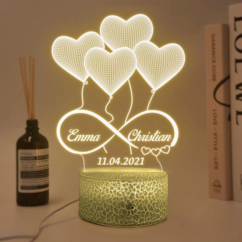 Heart Shaped Balloons Custom 3D Light Wedding Gift
