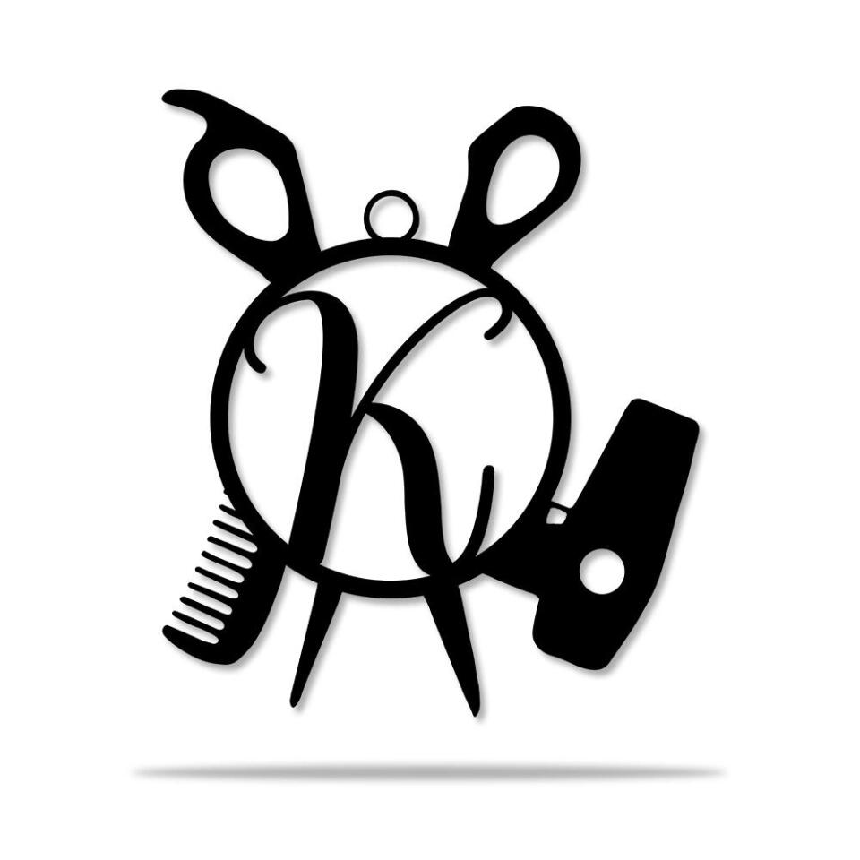Personalized Hairstylist Salon - Custom Letter Monogram - Cut Metal Sign - Gift for Hairstylist/Hair Salon Owner