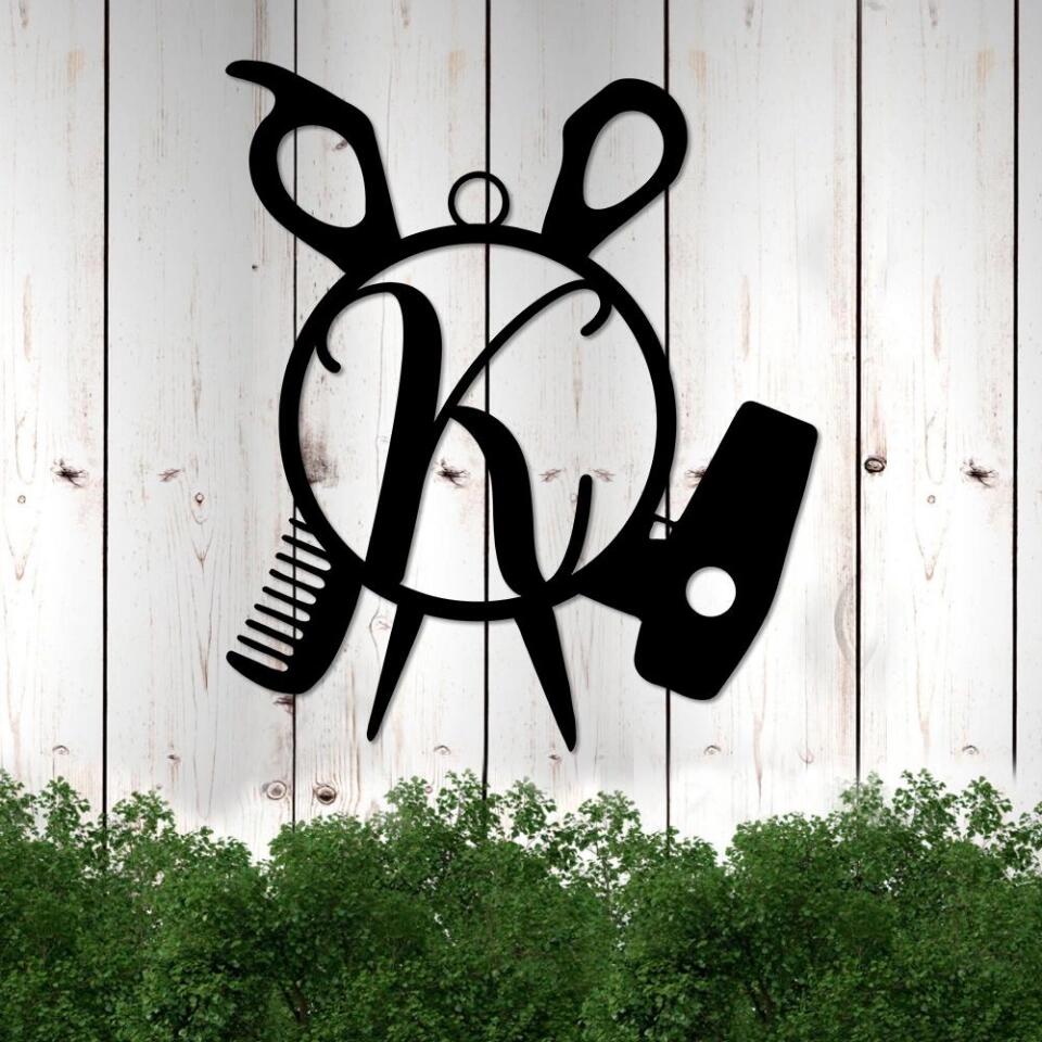Personalized Hairstylist Salon - Custom Letter Monogram - Cut Metal Sign - Gift for Hairstylist/Hair Salon Owner