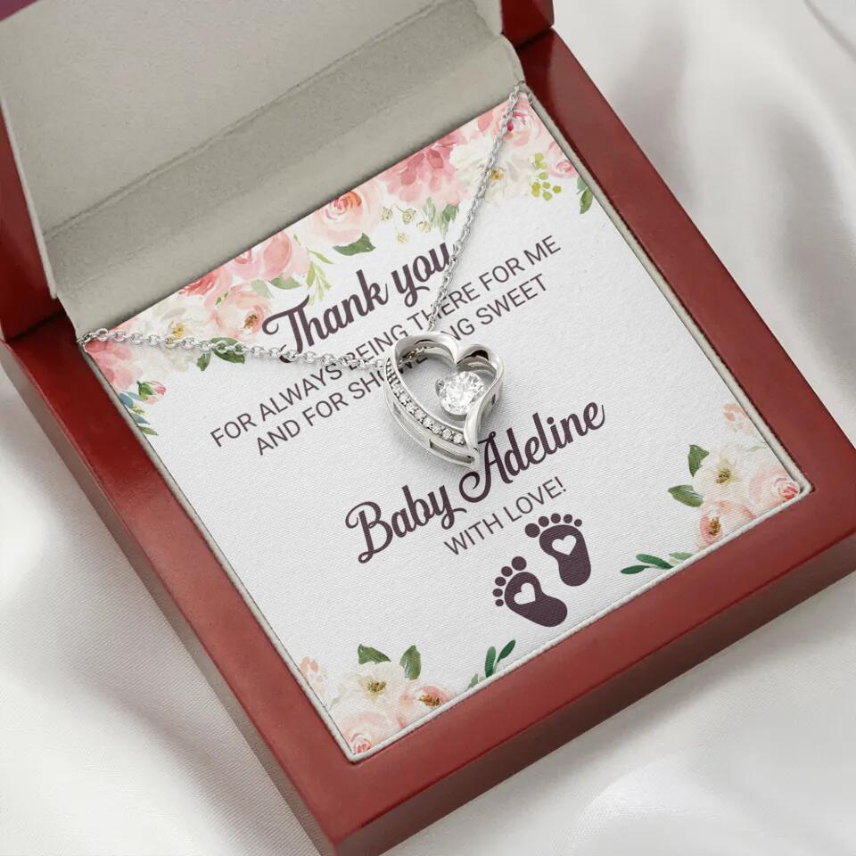 Thank You For Always Being There For Me - Personalized Love Knot Necklace - Baby Shower Hostess Thank You Gift