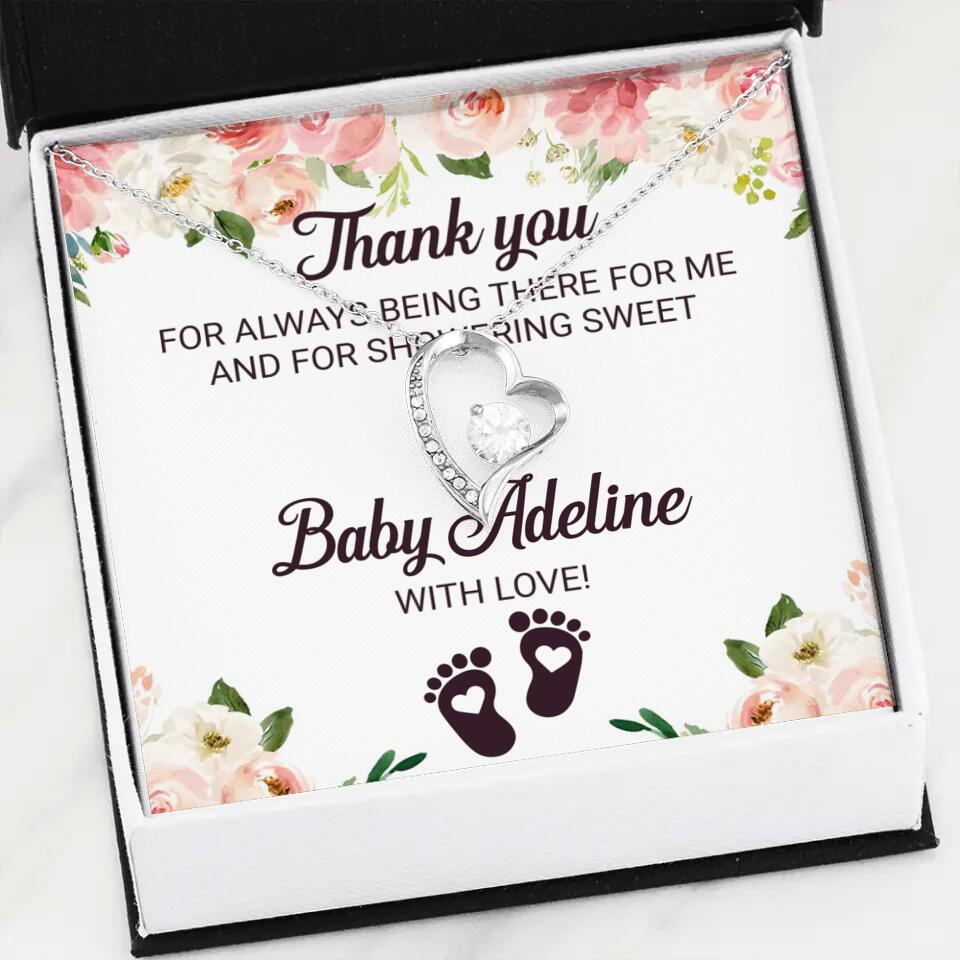 Thank You For Always Being There For Me - Personalized Love Knot Necklace - Baby Shower Hostess Thank You Gift