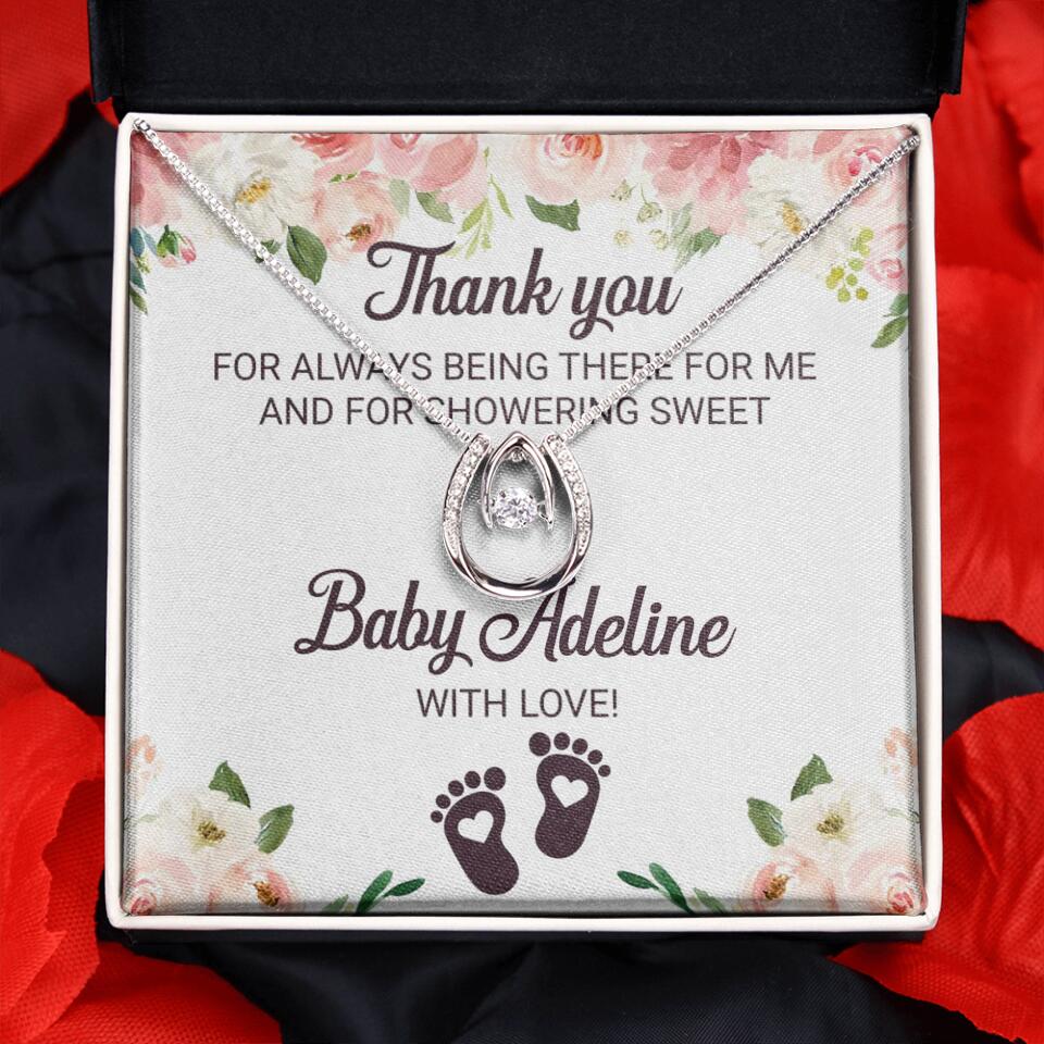 Thank You For Always Being There For Me - Personalized Love Knot Necklace - Baby Shower Hostess Thank You Gift