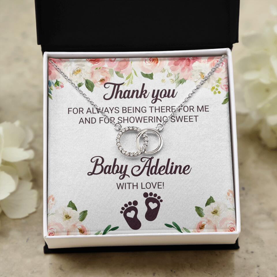 Thank You For Always Being There For Me - Personalized Love Knot Necklace - Baby Shower Hostess Thank You Gift