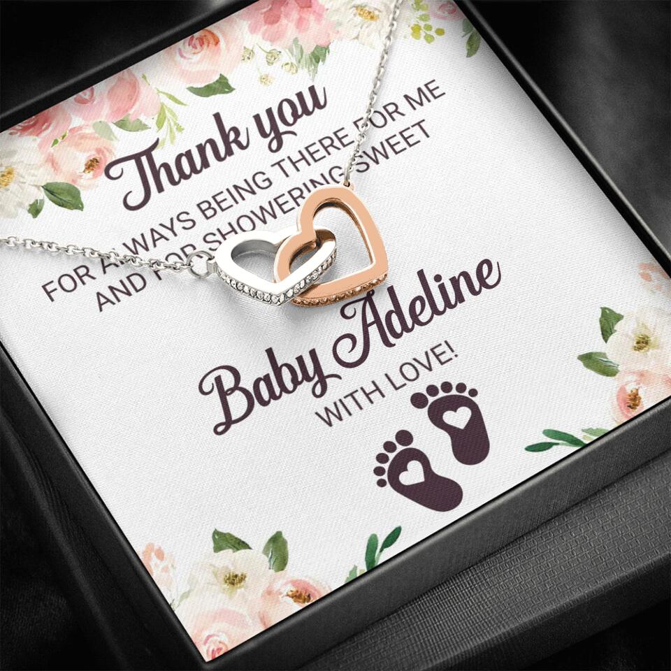 Thank You For Always Being There For Me - Personalized Love Knot Necklace - Baby Shower Hostess Thank You Gift