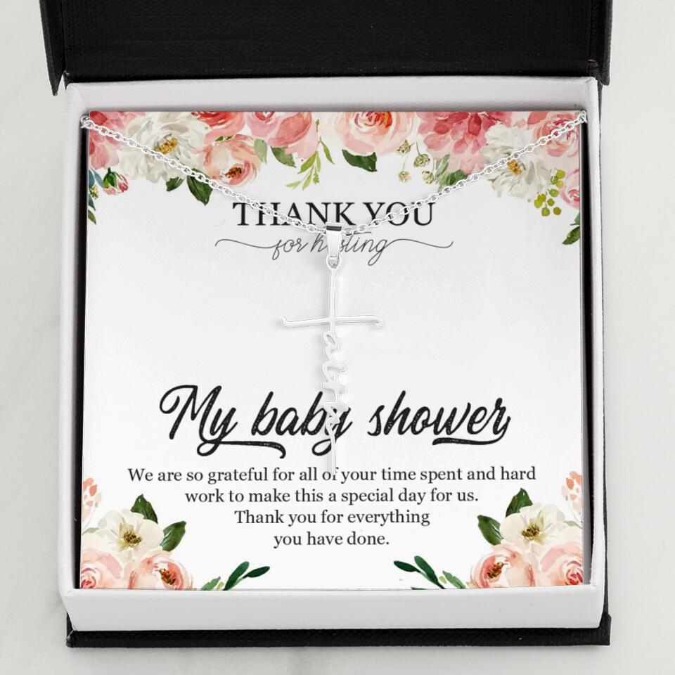 Thank You for Hosting My Baby Shower Special Necklace Appreciation Gift