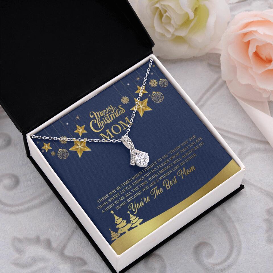 Merry Christmas Mom, You're The Best Mom Necklace - Christmas Gift for Mom