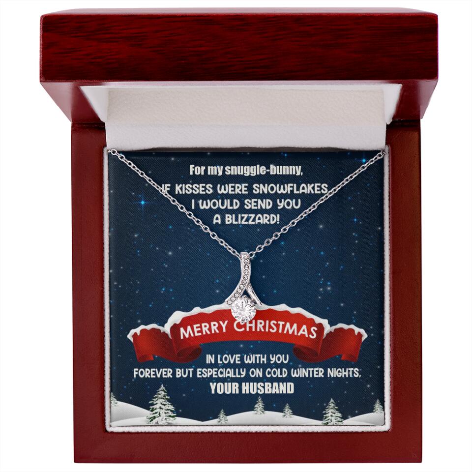 Merry Christmas For My Suggle Bunny Personalized White Gold Necklace