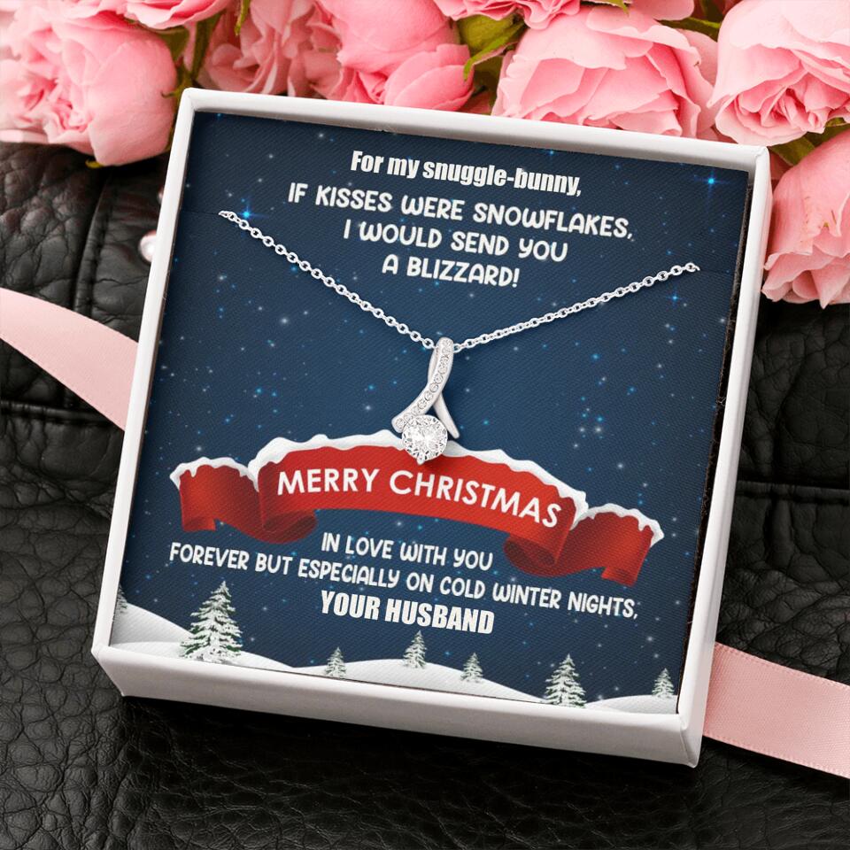 Merry Christmas For My Suggle Bunny Personalized White Gold Necklace