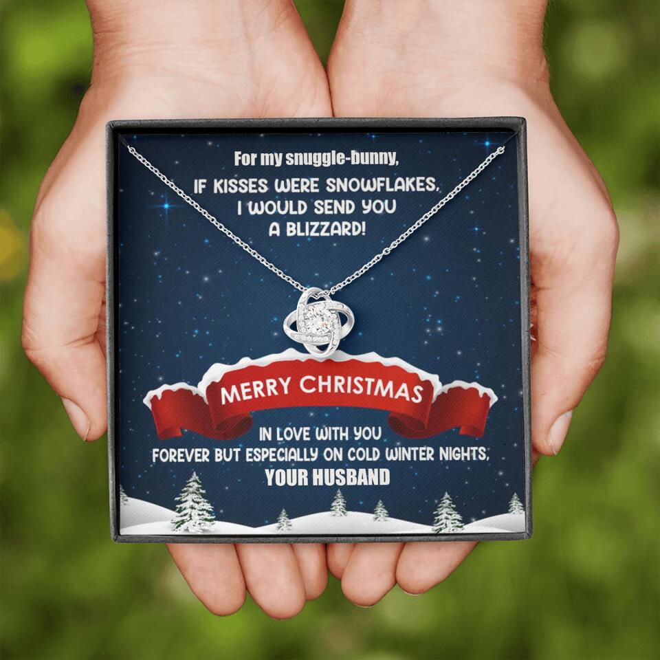 Merry Christmas For My Suggle Bunny Personalized White Gold Necklace