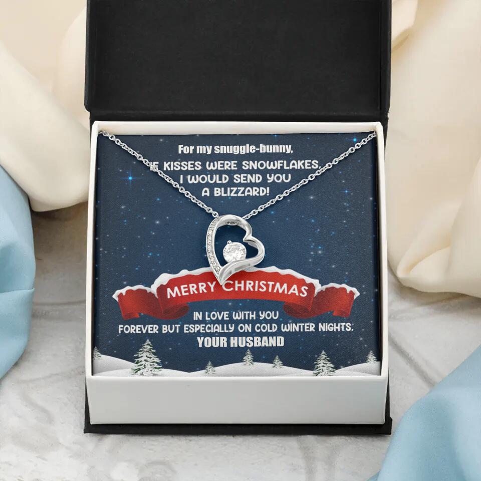 Merry Christmas For My Suggle Bunny Personalized White Gold Necklace