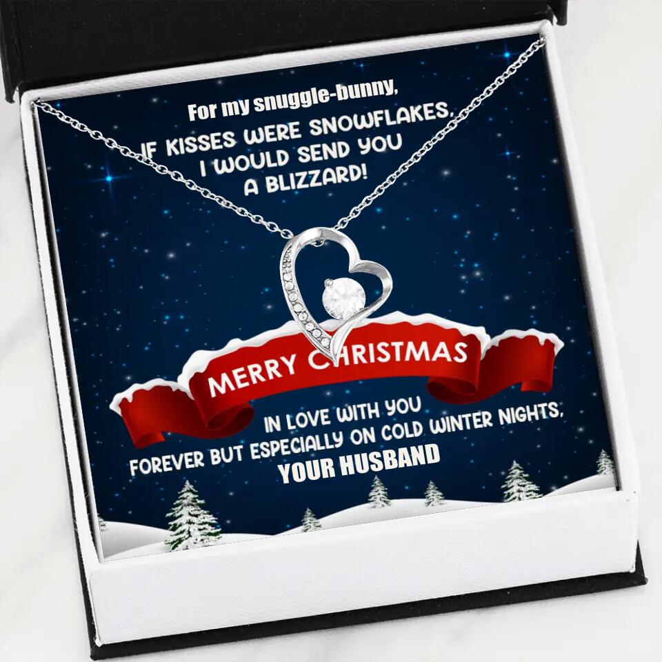 Merry Christmas For My Suggle Bunny Personalized White Gold Necklace