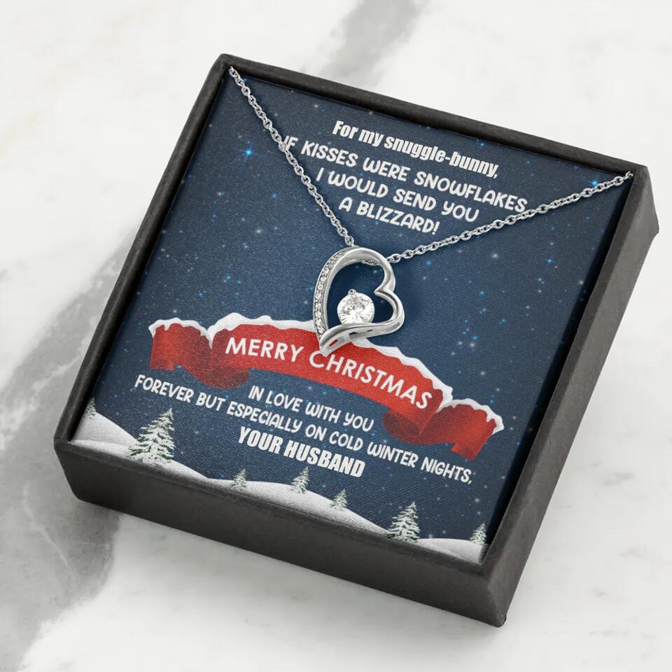 Merry Christmas For My Suggle Bunny Personalized White Gold Necklace