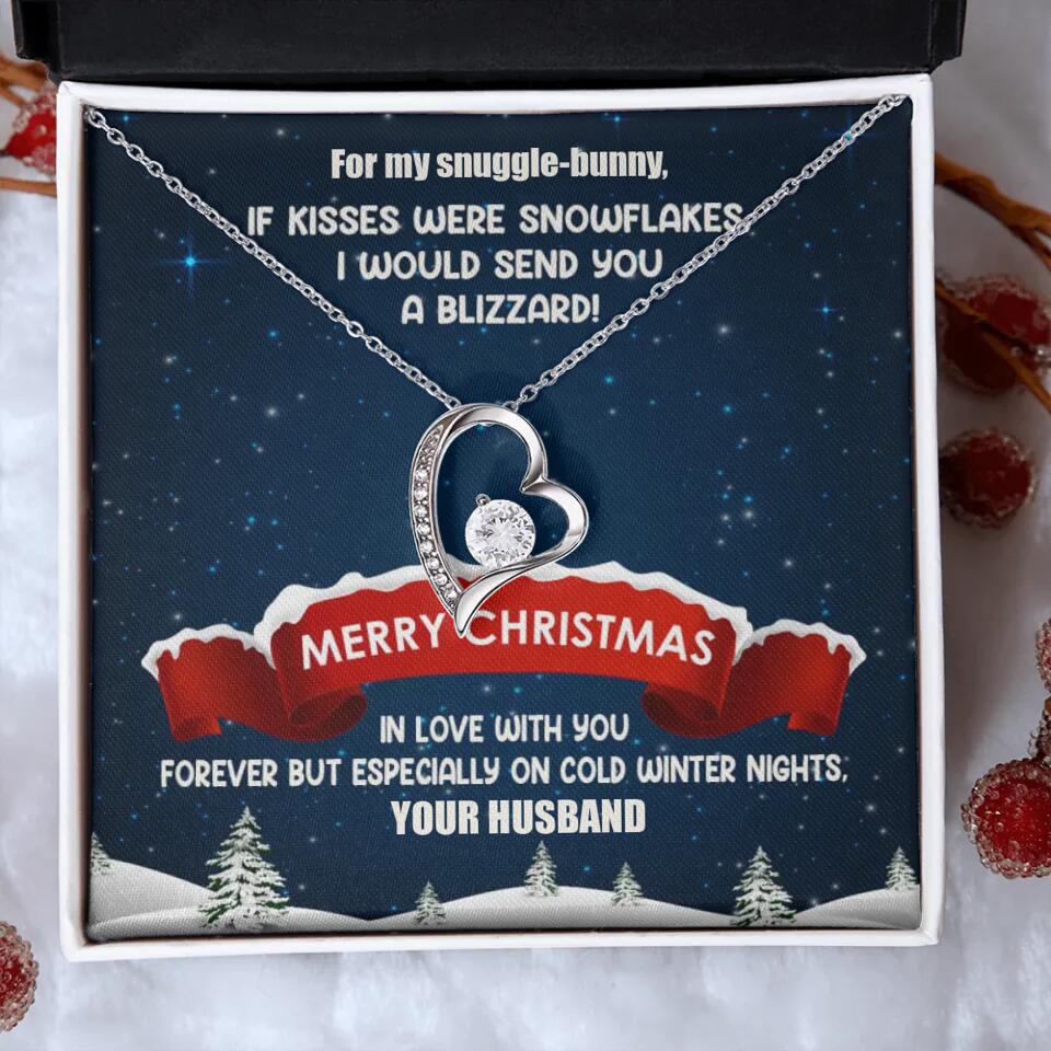 Merry Christmas For My Suggle Bunny Personalized White Gold Necklace