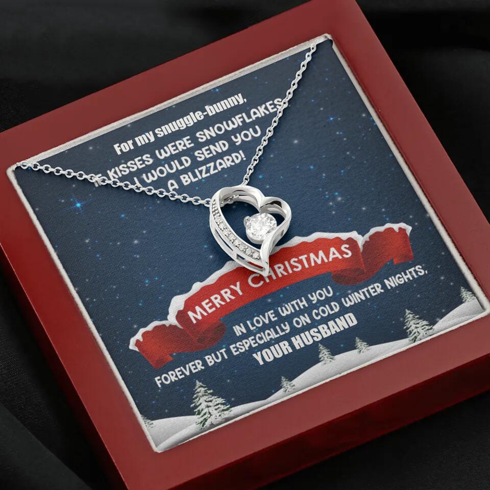 Merry Christmas For My Suggle Bunny Personalized White Gold Necklace