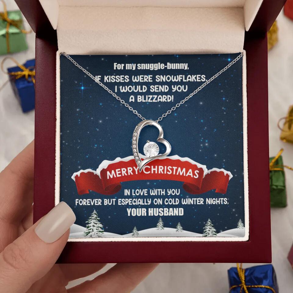 Merry Christmas For My Suggle Bunny Personalized White Gold Necklace