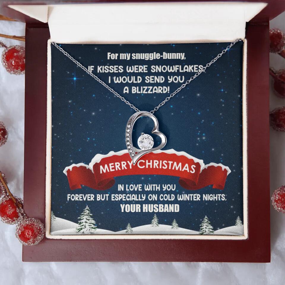 Merry Christmas For My Suggle Bunny Personalized White Gold Necklace