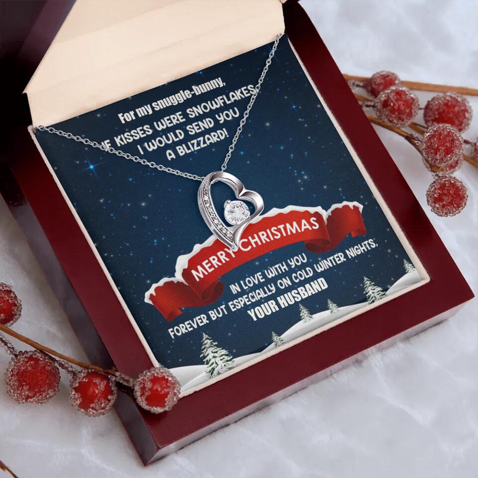 Merry Christmas For My Suggle Bunny Personalized White Gold Necklace