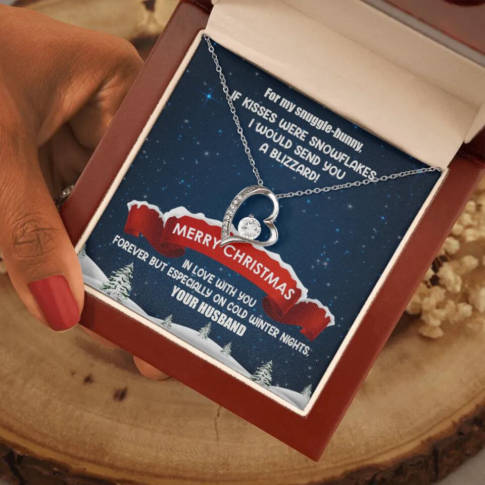 Merry Christmas For My Suggle Bunny Personalized White Gold Necklace