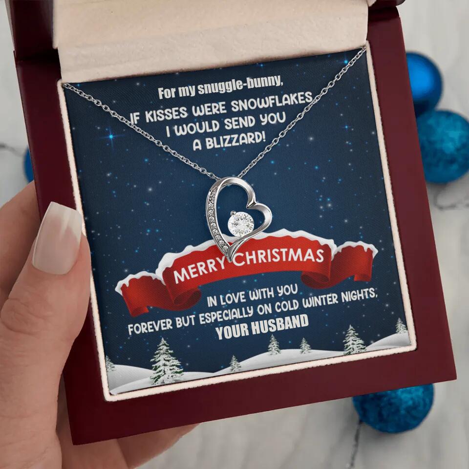 Merry Christmas For My Suggle Bunny Personalized White Gold Necklace