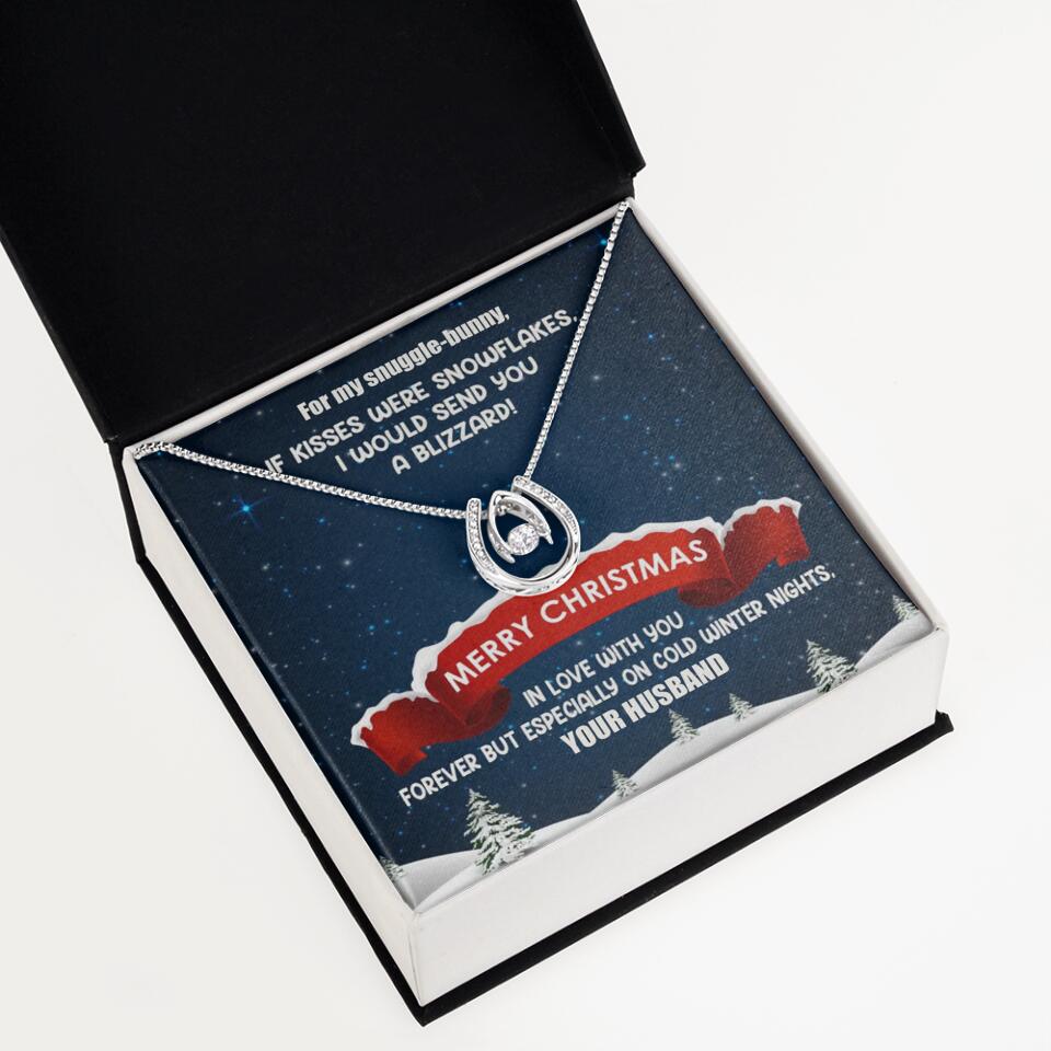 Merry Christmas For My Suggle Bunny Personalized White Gold Necklace