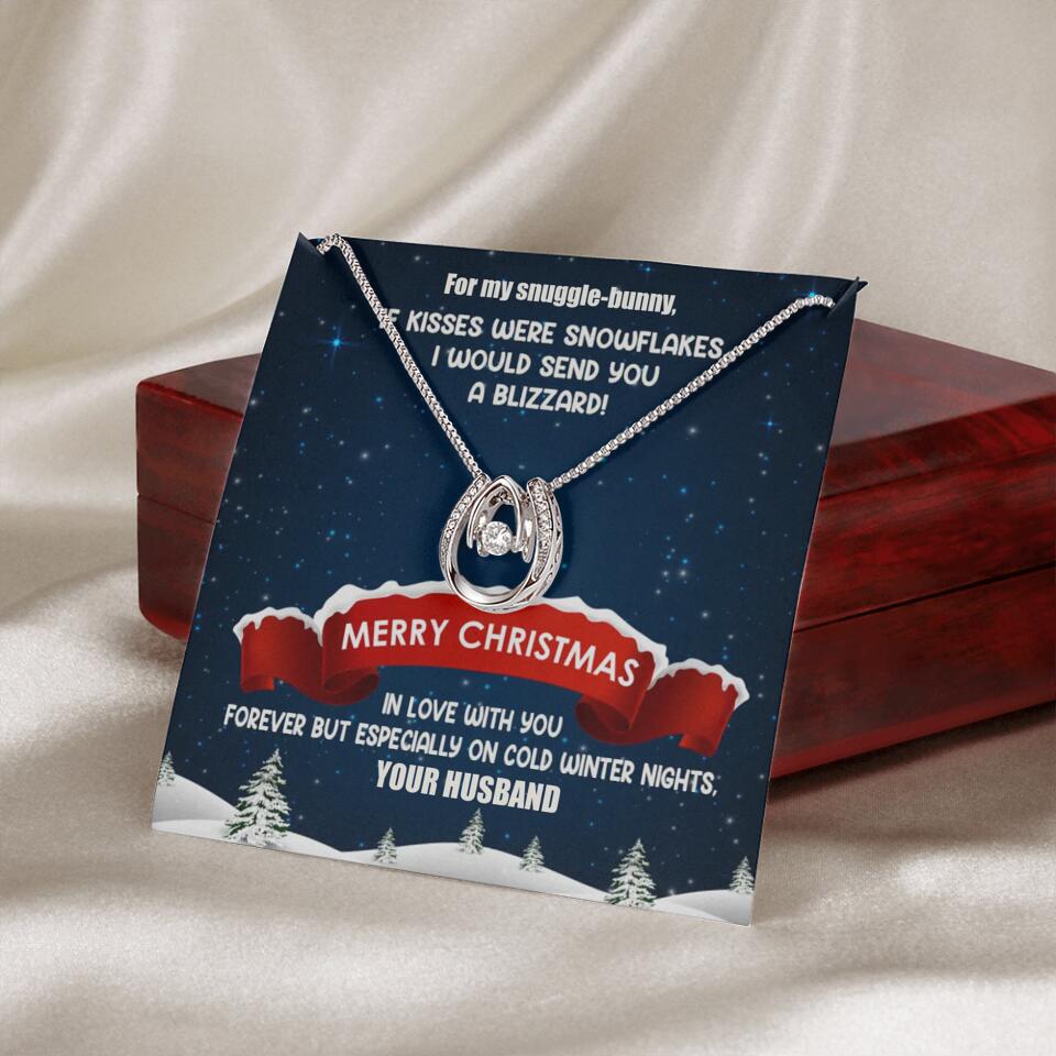 Merry Christmas For My Suggle Bunny Personalized White Gold Necklace