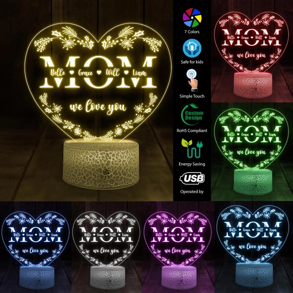 Mom We Love You Personalized 3D Led Light