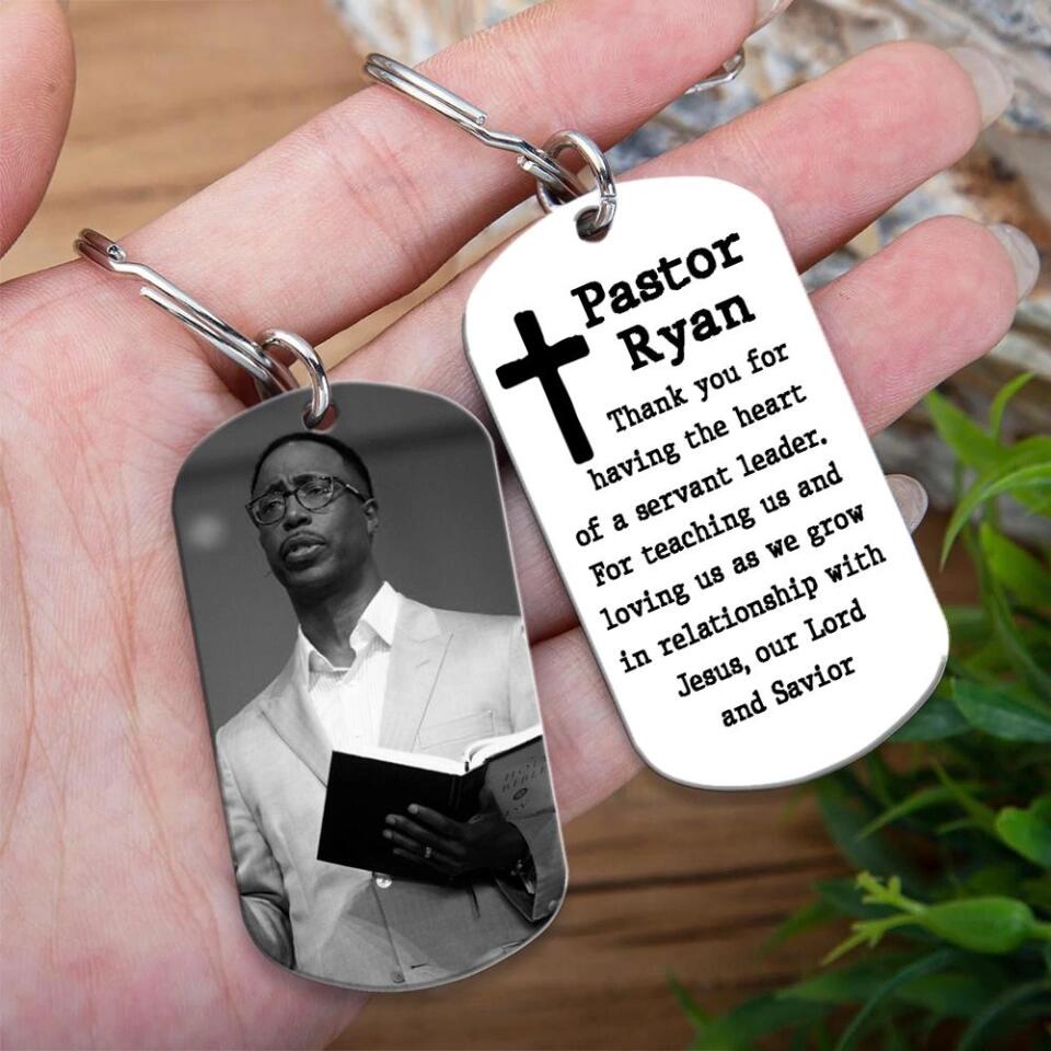 Personalized Photo Stainless Steel Keychain - Thank You Gift for Pastors