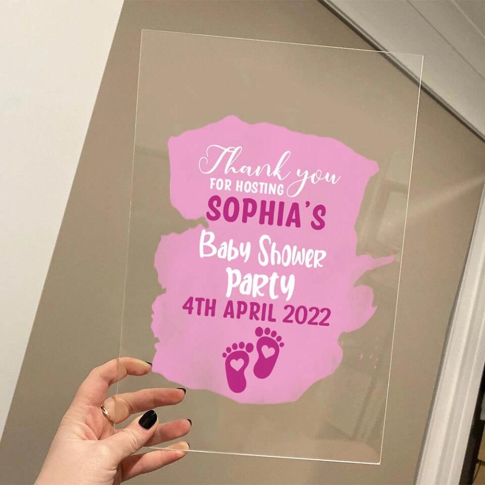 Thank You for Hosting Baby Shower Party - Personalized Acrylic Plaque - Gift for Baby Shower Hostess