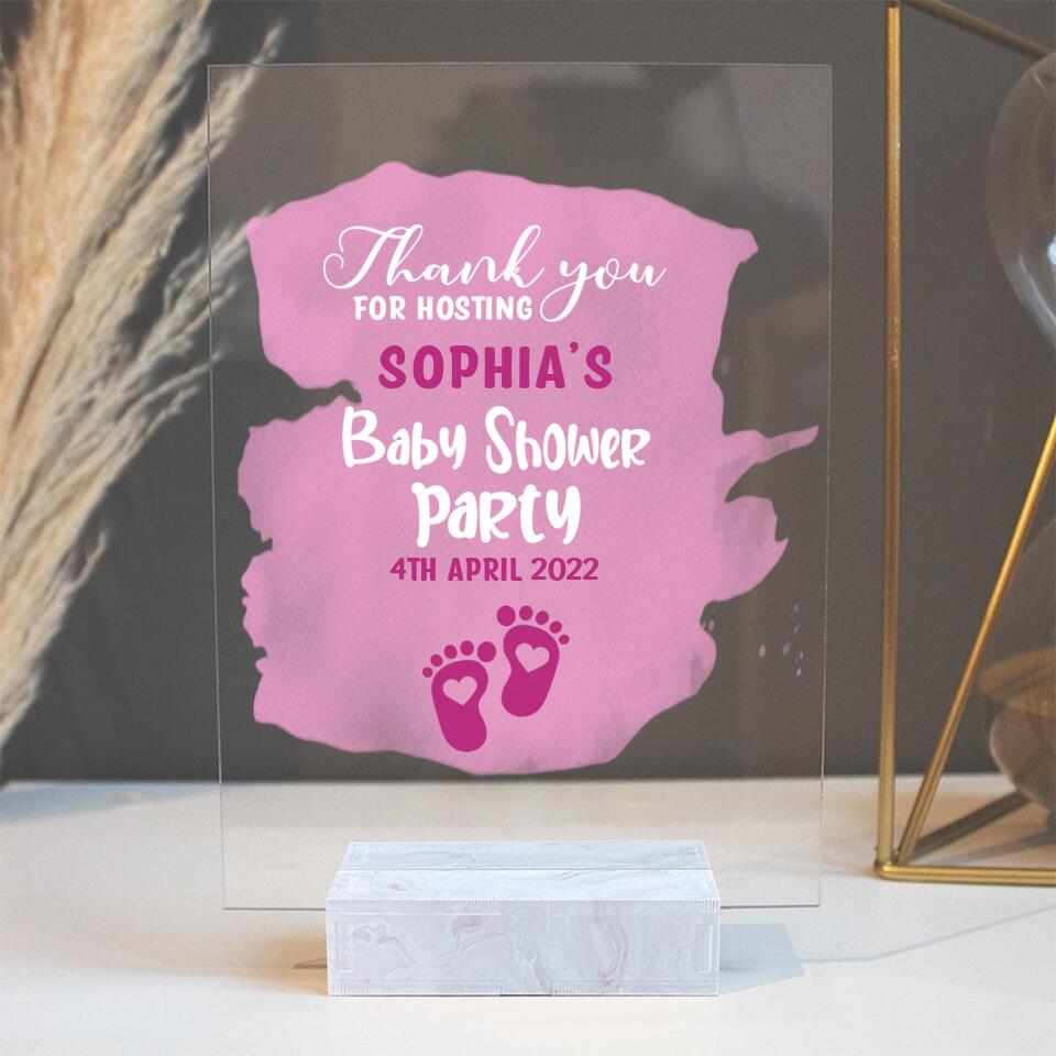 Thank You for Hosting Baby Shower Party - Personalized Acrylic Plaque - Gift for Baby Shower Hostess